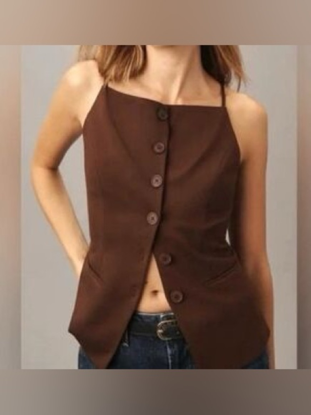 Anthropologie Sunday in Brooklyn Ponte Apron Vest Top in Chocolate brown NWT